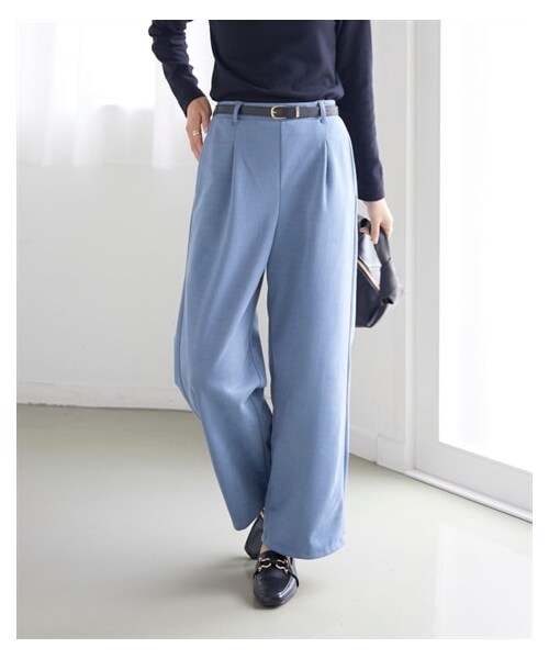 nissen（ニッセン）の「大きいサイズなめらか桃起毛フェイクスエードワイドパンツ（ゆったりヒップ）（パンツ・レディース・クラウドブルー/ライトグレージュ/ライトピンク/モカブラウン・L/LL/3L/4L/5L/6L/8L/10L）」の19枚目の写真