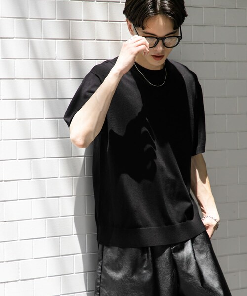 SENSE OF PLACE by URBAN RESEARCH(センスオブプレイスバイアーバンリサーチ)の「クルーネックニットショートスリーブTシャツ(ニット/セーター・メンズ・BLACK/BROWN/GREEN・M/L)」の6枚目の写真