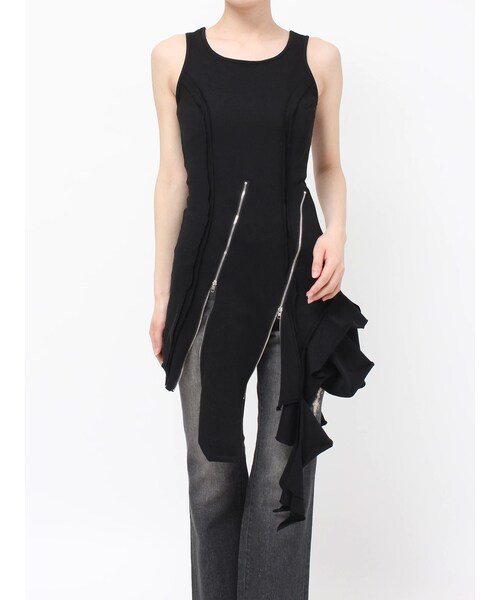 EVRIS（エヴリス）の「アシンメトリージップタンクワンピース（ワンピース・レディース・ホワイト/ブラック/カーキ・F）」の8枚目の写真