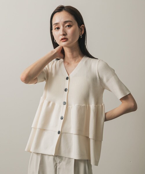 SENSE OF PLACE by URBAN RESEARCH（センスオブプレイスバイアーバンリサーチ）の「『WEB限定』ペプラムカーディガン(半袖)（カーディガン/ボレロ・レディース・IVORY/CHARCOAL/ORANGE・one）」の17枚目の写真