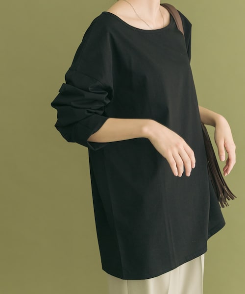 ITEMS URBANRESEARCH(アイテムズ アーバンリサーチ)の「シルケットロングスリーブTシャツ(Tシャツ/カットソー・レディース・WHT/BORDER/BLK・FREE)」の2枚目の写真