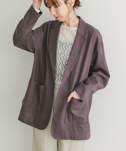 ITEMS URBANRESEARCH（アイテムズ アーバンリサーチ）の「リネンレーヨンジャケット（テーラードジャケット・レディース・BLK/L.BEG/C.BRN・FREE）」の13枚目の写真