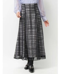 MERCURYDUO | オリジナルチュールチェックフレアスカート(スカート)