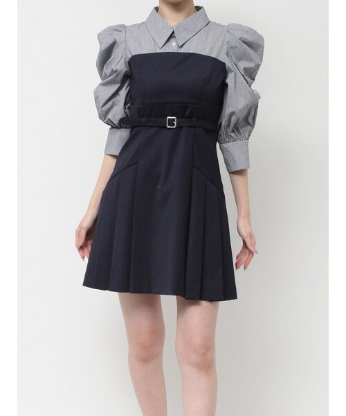 dazzlin ダズリン レイヤードシャツミニワンピース ネイビー Mサイズ dazzlin ワンピース レイヤードシャツミニワンピース : ZOZOTOWN