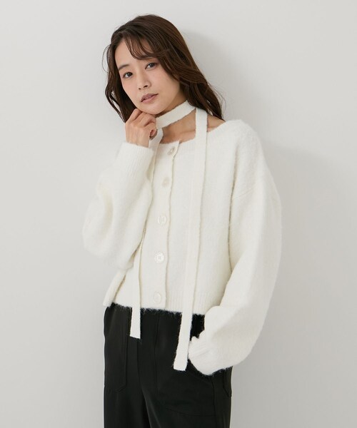 Jayro(ジャイロ)の「チョーカー付き前後2WAYカーディガン(カーディガン/ボレロ・レディース・チャコール/ライトグレー/オフホワイト/ダークブラウン・M)」の22枚目の写真