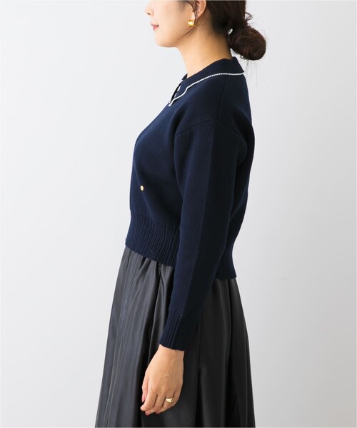 URBAN RESEARCH ROSSO（アーバンリサーチロッソ）の「F by ROSSO　コットンカシミヤ衿パールニット（ニット/セーター・レディース・OFF WHITE/GRAY/NAVY・Free）」の22枚目の写真
