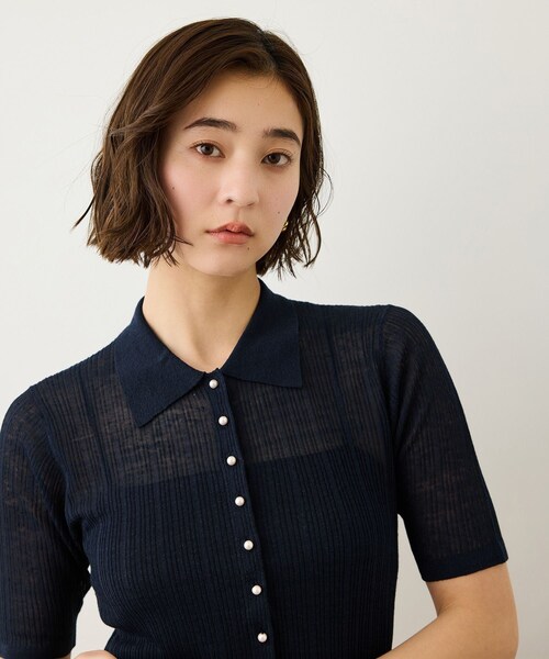 ROPE'（ロペ）の「シルクリネンポロ襟ニットカーディガン/イージーケア（カーディガン/ボレロ・レディース・ブラック/ネイビー/クリーム・F）」の22枚目の写真