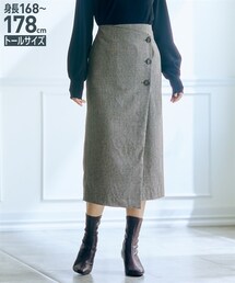 nissen | 高身長　チェック柄ラップスカート（トールサイズ）(スカート)