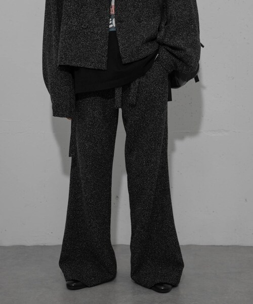 SENSE OF PLACE by URBAN RESEARCH（センスオブプレイスバイアーバンリサーチ）の「『わたべ×SOP』『セットアップ対応』ツイードワイドフレアパンツ（その他パンツ・メンズ・BLK×WHT/BLACK・M/L）」の16枚目の写真