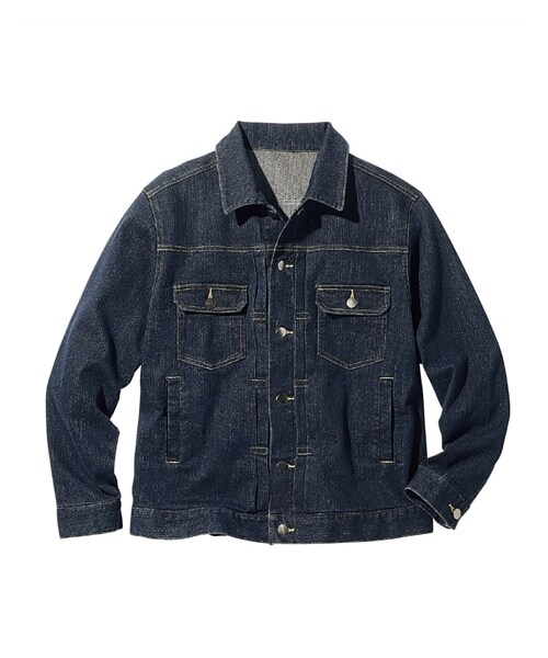 nissen（ニッセン）の「ストレッチデニムジャケット（デニムジャケット・メンズ・ネイビー/黒・M/L/LL/3L/4L/5L/6L/8L/10L）」の12枚目の写真