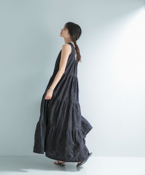 URBAN RESEARCH ROSSO（アーバンリサーチロッソ）の「インドコットン バックシャンワンピース（ワンピース・レディース・BLACK/BLUE・Free）」の4枚目の写真