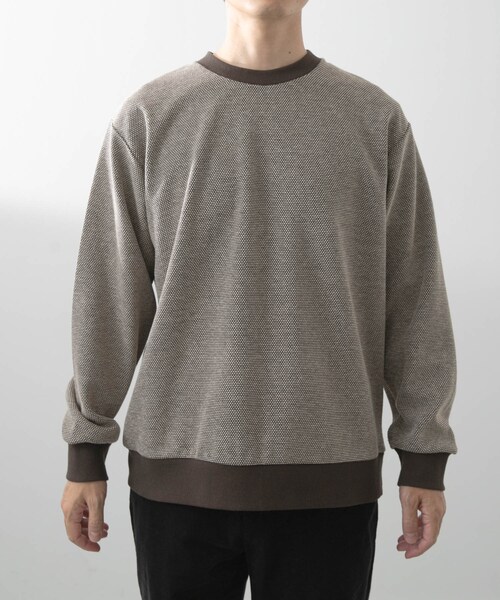 ITEMS URBANRESEARCH（アイテムズ アーバンリサーチ）の「バーズアイ ジャカード スウェット（スウェット・メンズ・BEG/D.BRN/NVY・M/L）」の11枚目の写真