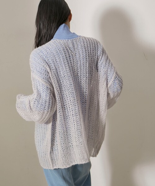 NERGY（ナージー）の「シアーモヘアニット2WAYカーディガン（カーディガン/ボレロ・レディース・ライトグレー/ダークブラウン/オレンジ・F）」の13枚目の写真