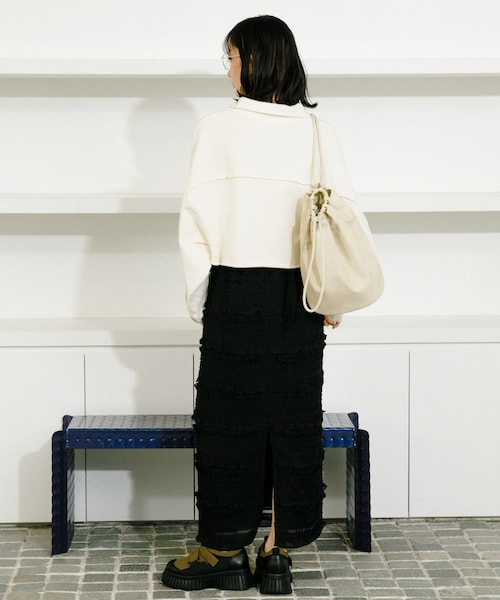 KBF（ケイビーエフ）の「ハーフZIPリメイクスウェット（スウェット・レディース・IVORY/L.BLUE/BROWN・one）」の10枚目の写真