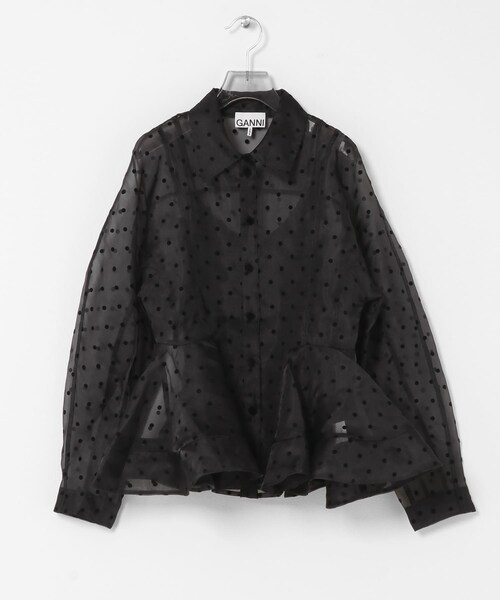 URBAN RESEARCH(アーバンリサーチ)の「GANNI FLOCKED ORGANZA PEPLUM SHIRTS(シャツ/ブラウス・レディース・BLACK・36)」の3枚目の写真