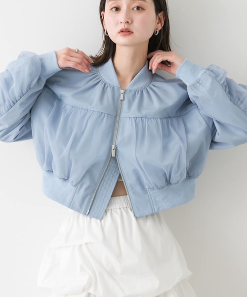 SENSE OF PLACE by URBAN RESEARCH（センスオブプレイスバイアーバンリサーチ）の「チュールレイヤードブルゾン（ブルゾン・レディース・IVORY/BLACK/L.BLUE・one）」の3枚目の写真