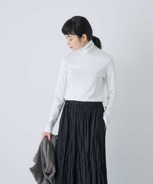 かぐれ（カグレ）の「コットンウールテレコタートルカットソー（Tシャツ/カットソー・レディース・OFF/BLACK・Free）」の4枚目の写真