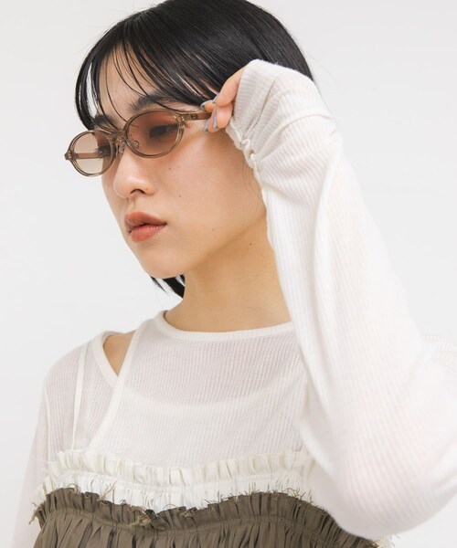 KBF（ケイビーエフ）の「オーバルフレームサングラス（メガネ・レディース・BROWN/D.BROWN・One）」の13枚目の写真