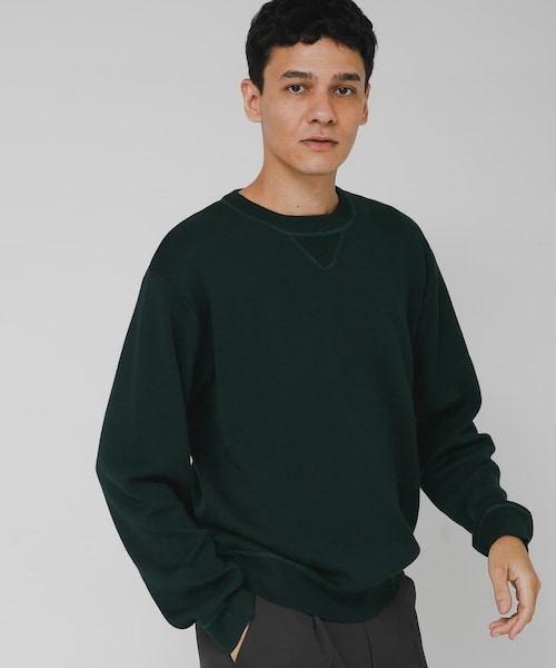 URBAN RESEARCH Sonny Label（アーバンリサーチサニーレーベル）の「スウェットライクニットプルオーバー（ニット/セーター・メンズ・チャコール/グレー/ブラック/グリーン/ダークブラウン・S/M/L/XL）」の5枚目の写真