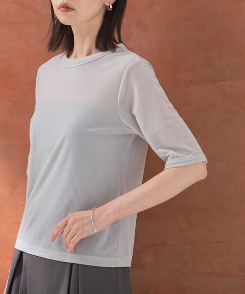 URBAN RESEARCH ROSSO（アーバンリサーチロッソ）の「シアーベロアTシャツ（Tシャツ/カットソー・レディース・MINT/GREIGE/CORAL・FREE）」の15枚目の写真
