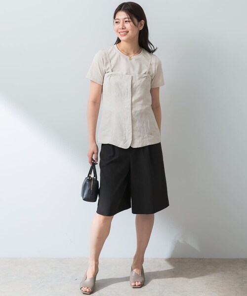 URBAN RESEARCH ROSSO（アーバンリサーチロッソ）の「F by ROSSO　リネン混ビスチェ+半袖Tシャツ（Tシャツ/カットソー・レディース・CCL×BLK/BEG×BEG/CHECK×OFF・FREE）」の7枚目の写真