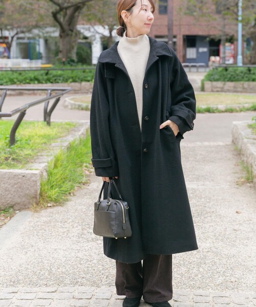 ITEMS URBANRESEARCH（アイテムズ アーバンリサーチ）の「尾州ウールスタンドカラーコート（テーラードジャケット・レディース・G.BEG/BLK/CHK・Free）」の15枚目の写真