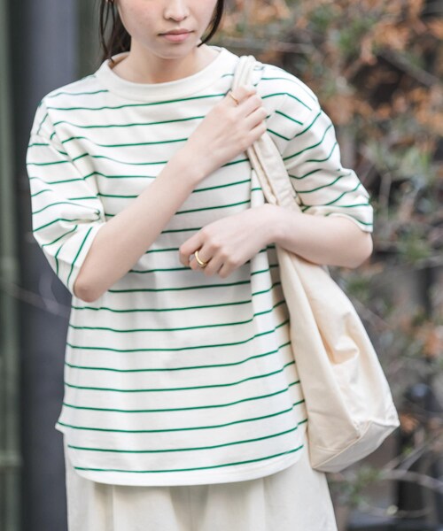 URBAN RESEARCH DOORS(アーバンリサーチドアーズ)の「FORK&SPOON ボトルネックショートスリーブTシャツ(Tシャツ/カットソー・レディース・OFF/NAVY/CAMEL/CRMxGRN/BLACK/TURQUOISE/BEGxBLK・1)」の6枚目の写真