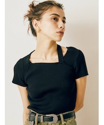 EVRIS | ショルダーデザインハーフスリーブニットトップス(ニット/セーター)