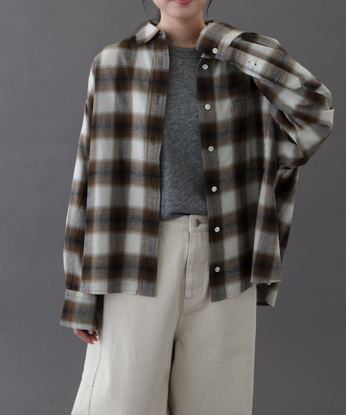 URBAN RESEARCH DOORS(アーバンリサーチドアーズ)の「FORK&SPOON ネルチェックシャツ(シャツ/ブラウス・レディース・NAVY/BROWN/IVORY・1)」の2枚目の写真