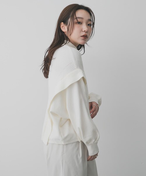 SENSE OF PLACE by URBAN RESEARCH（センスオブプレイスバイアーバンリサーチ）の「『一部WEB限定カラー』ストレッチショルダータックセーター（ニット/セーター・レディース・OFF WHITE/GRAY/MOCHA/RED/YELLOW/BLACK/BLUE・one/One）」の10枚目の写真