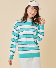 ロゴ入りボーダー長袖プルオーバー