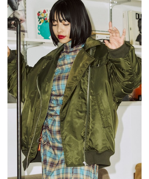 jouetie（ジュエティ）の「ライダースMA-1（MA-1・レディース・アイボリー/ブラック/ボルドー/カーキ・M）」の15枚目の写真