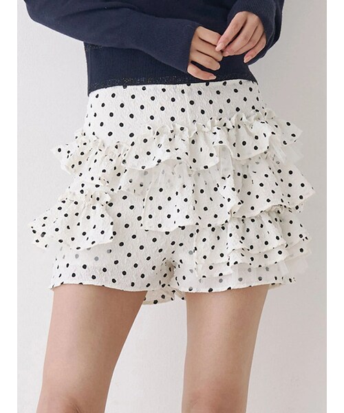 CALNAMUR（カルナムール）の「ドットティアードパンツ（その他パンツ・レディース・ホワイト/ブラック・S/M）」の3枚目の写真