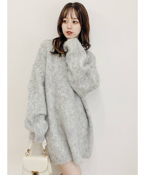 dazzlin（ダズリン）の「ミックスカラーブークレチュニック（チュニック・レディース・パープル/グレー/ブルー/ピンク/アイボリー/ベージュ/モカ・F）」の4枚目の写真