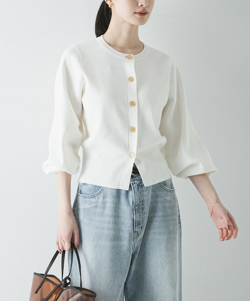 URBAN RESEARCH(アーバンリサーチ)の「コクーンスリーブカーディガン(カーディガン/ボレロ・レディース・OFF WHITE/NAVY・Free)」の5枚目の写真