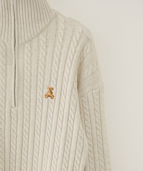 VIS(ビス)の「【POLO BCS】VIS別注ハーフジップケーブルニット(ニット/セーター・レディース・キナリ/ネイビー・F)」の7枚目の写真
