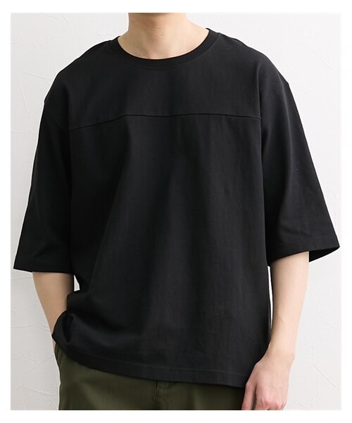 nissen（ニッセン）の「七分袖フットボールTシャツ（Tシャツ/カットソー・メンズ・黒/オフホワイト・M/L/LL/3L/4L/5L/6L/8L/10L）」の18枚目の写真