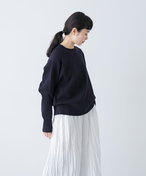 かぐれ（カグレ）の「コットンスウェットニット（ニット/セーター・レディース・LIGHT GRAY/DARK NAVY・Free）」の6枚目の写真
