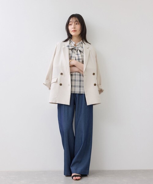 VIS(ビス)の「袖フリルノースリーブブラウス/2WAY(シャツ/ブラウス・レディース・ブラック系/ホワイト系/サックス・F)」の9枚目の写真