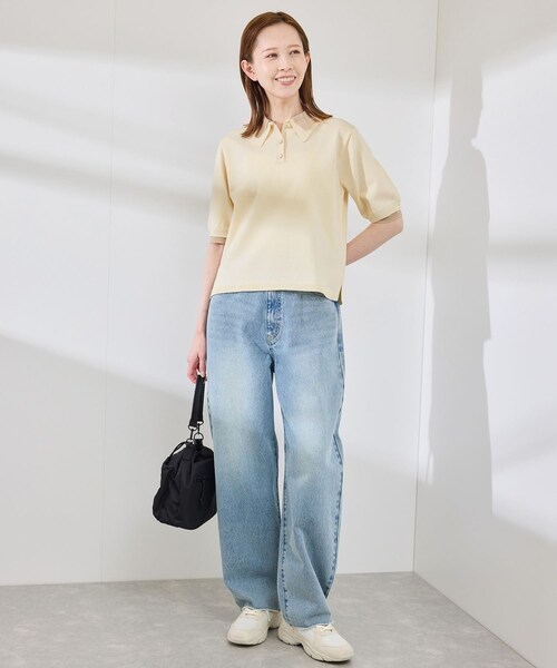 ROPE' PICNIC(ロペピクニック)の「【新色追加】バイカラーレイヤード風ニットポロシャツ(ポロシャツ・レディース・ブラック系/ホワイト系/ブラウン系/ダークグリーン/サックス・38)」の18枚目の写真