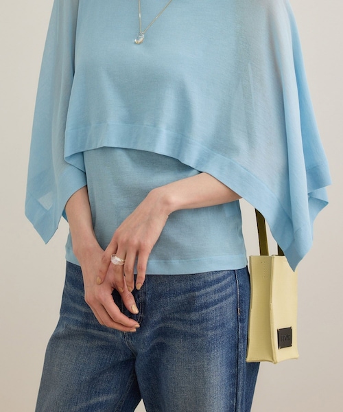 ROPE'（ロペ）の「【洗える】シアーフライスケープセットプルオーバー（Tシャツ/カットソー・レディース・ブラック/ホワイト/ブルー・F）」の8枚目の写真