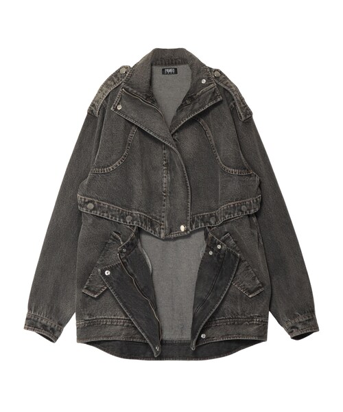 PAMEO POSE（パメオポーズ）の「2way Denim Field Jacket（デニムジャケット・レディース・ブラック/ブルー・F）」の8枚目の写真