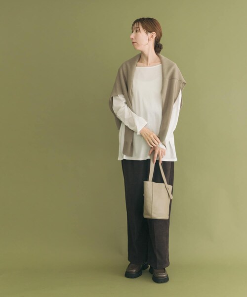 ITEMS URBANRESEARCH(アイテムズ アーバンリサーチ)の「シルケットロングスリーブTシャツ(Tシャツ/カットソー・レディース・WHT/BORDER/BLK・FREE)」の10枚目の写真