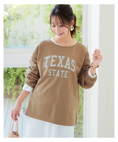 nissen（ニッセン）の「綿１００%オーバーサイズ大人のロゴプリントスウェット＜大きいサイズ有＞（スウェット・レディース・ベージュ:アメカジロゴ/アイス杢:ななめ筆記ロゴ/黒:ビンテージロゴ・S~M/L~LL/3L~4L）」の18枚目の写真