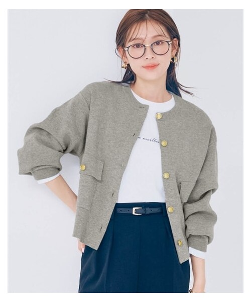 nissen（ニッセン）の「ゴールドボタンニットジャケット（ニット/セーター・レディース・杢グレー/ベージュ杢/黒・M/S/L/LL）」の16枚目の写真