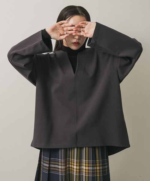 SENSE OF PLACE by URBAN RESEARCH（センスオブプレイスバイアーバンリサーチ）の「スキッパールーズトップ（その他トップス・レディース・IVORY/CAMEL/CHARCOAL・one）」の14枚目の写真