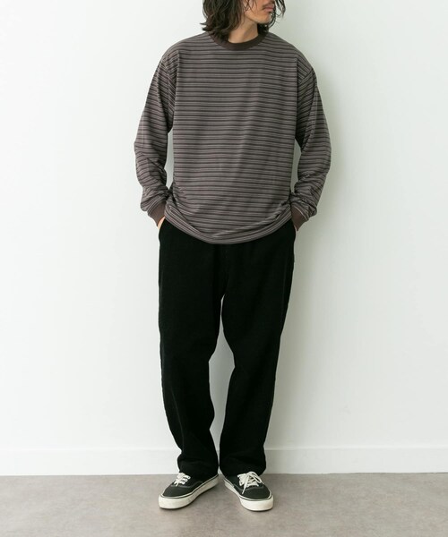 URBAN RESEARCH Sonny Label（アーバンリサーチサニーレーベル）の「ふわもちストレッチロングスリーブTEE（Tシャツ/カットソー・メンズ・オフ/チャコール/ボーダー・M/L/XL）」の19枚目の写真