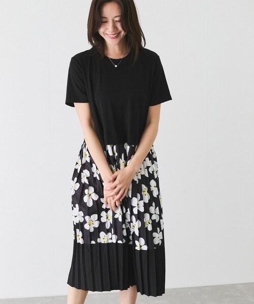 Jayro（ジャイロ）の「花柄ドッキング半袖ワンピース（ワンピース・レディース・ブラック系・F）」の8枚目の写真