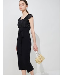 MERCURYDUO | 異素材カシュクールリブニットワンピース(ワンピース)