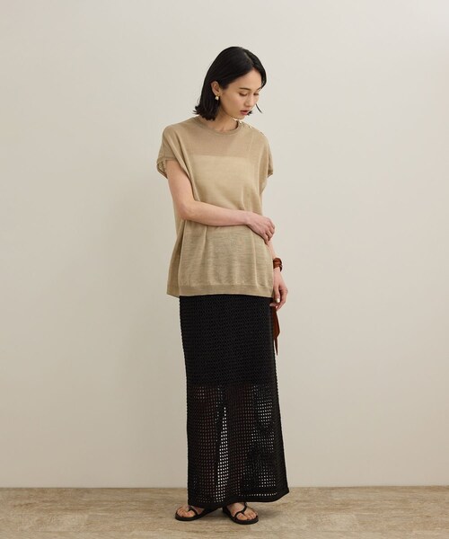 ROPE'（ロペ）の「ラミー フレンチスリーブプルオーバー/サマーニット（ニット/セーター・レディース・ベージュ/ネイビー/ブルー・F）」の7枚目の写真